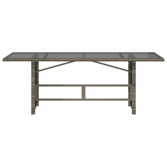 Table de jardin dessus en verre gris 190x80x74cm résine tressée