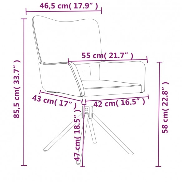 Chaises pivotantes à manger lot de 2 Jaune Velours