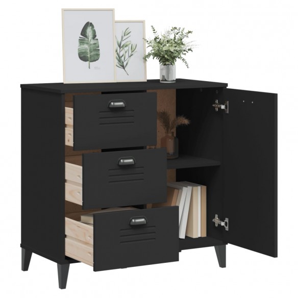 Buffet VIKEN noir 80x40x80 cm bois massif de pin