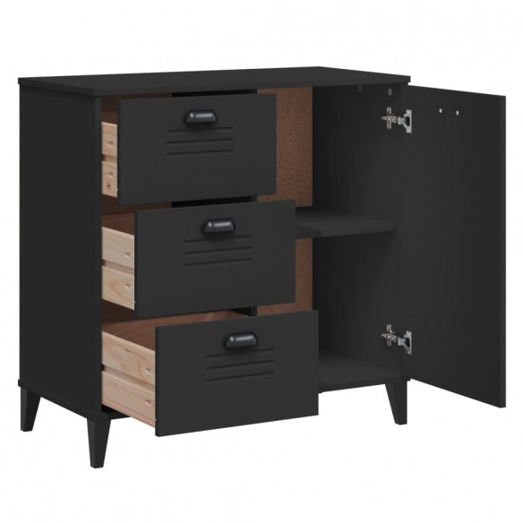 Buffet VIKEN noir 80x40x80 cm bois massif de pin