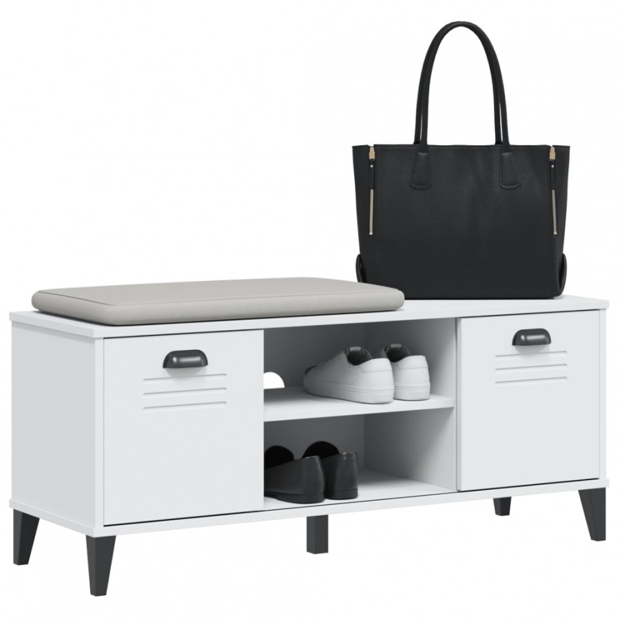Banc à chaussures VIKEN blanc 106x35x45 cm bois massif de pin