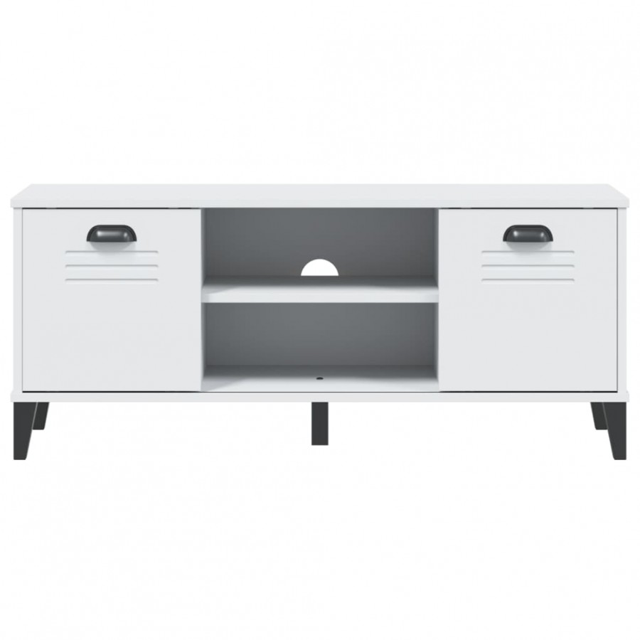 Banc à chaussures VIKEN blanc 106x35x45 cm bois massif de pin