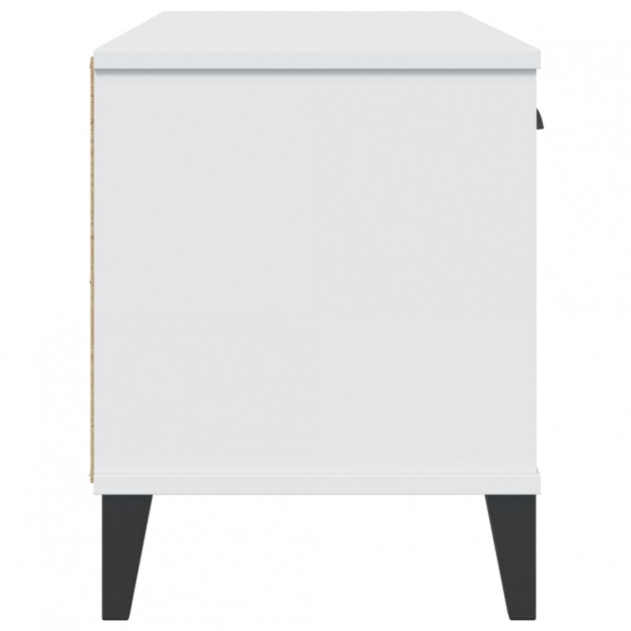 Banc à chaussures VIKEN blanc 106x35x45 cm bois massif de pin