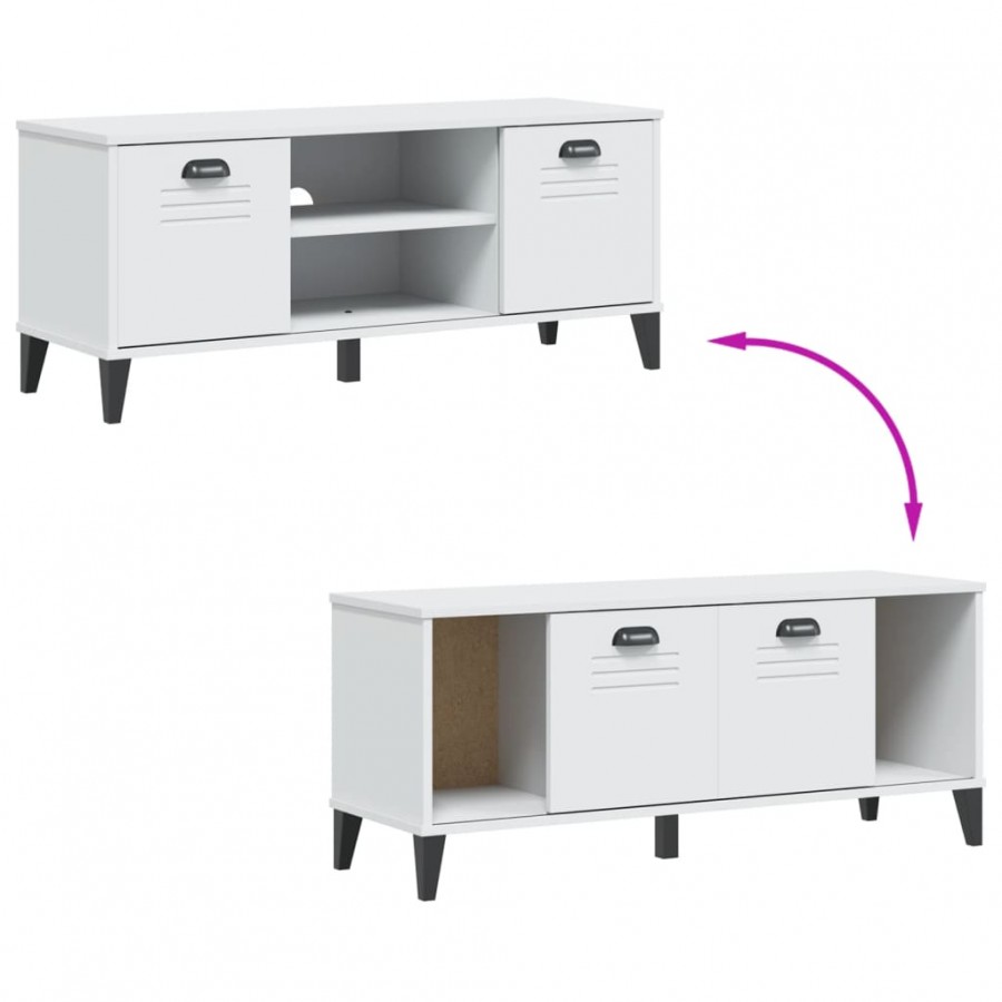 Banc à chaussures VIKEN blanc 106x35x45 cm bois massif de pin