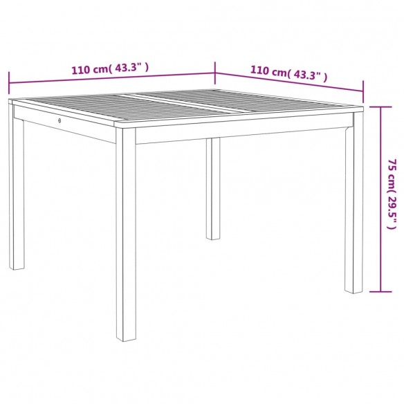 Table à manger de jardin 110x110x75 cm bois d'acacia massif