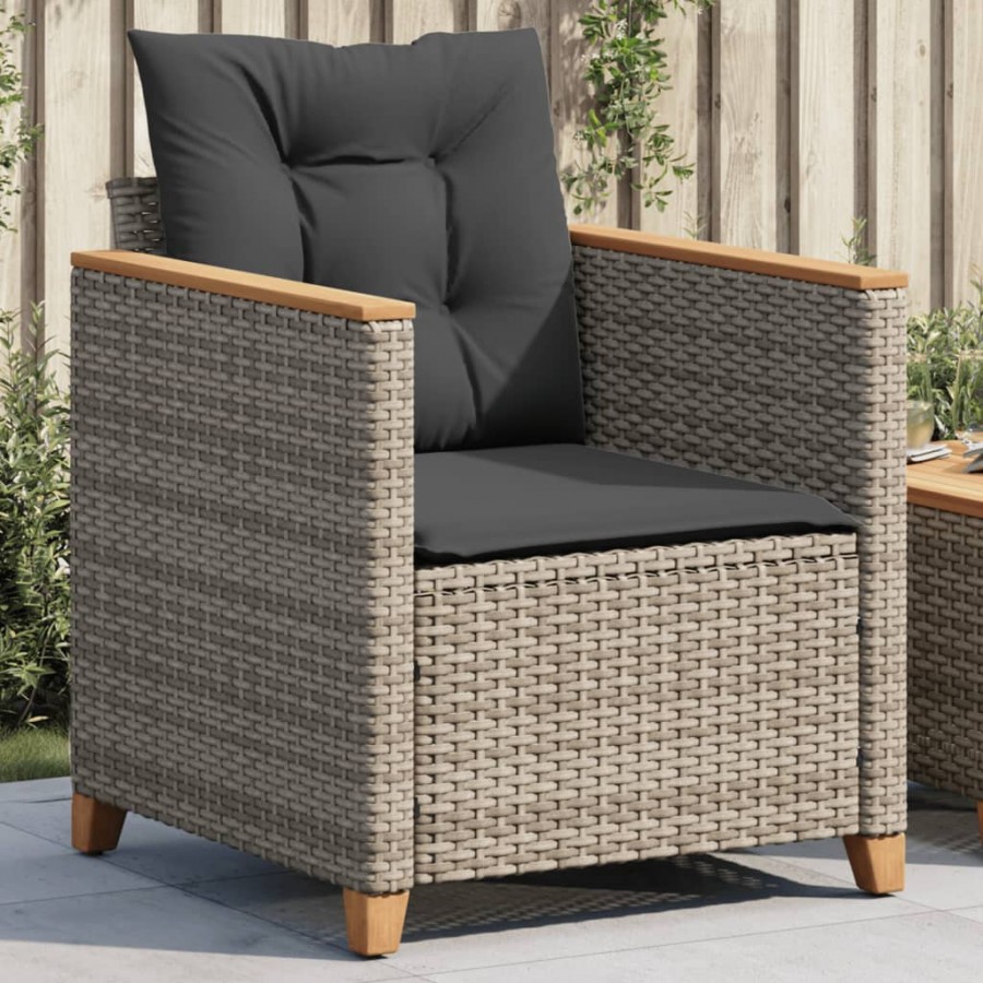 Chaise de jardin avec coussins gris...