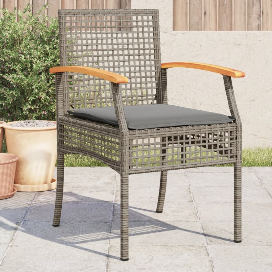 Chaises de jardin coussins lot de 4 gris résine tressée acacia