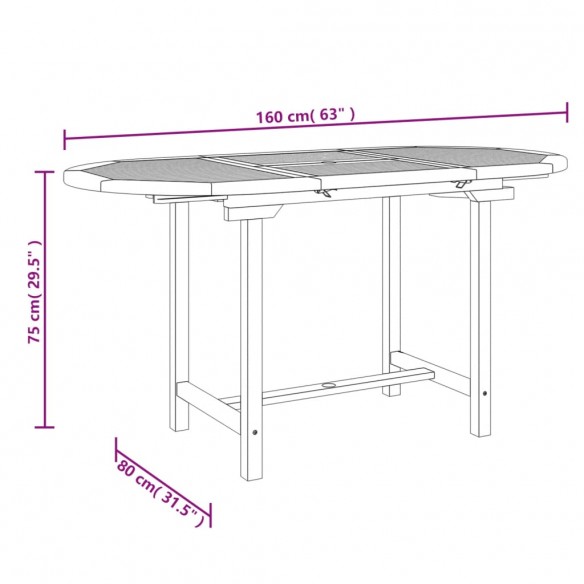 Table extensible de jardin 110-160x80x75 cm bois de teck solide