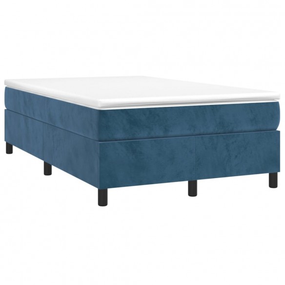 Cadre de lit et matelas bleu foncé 120x190cm velours