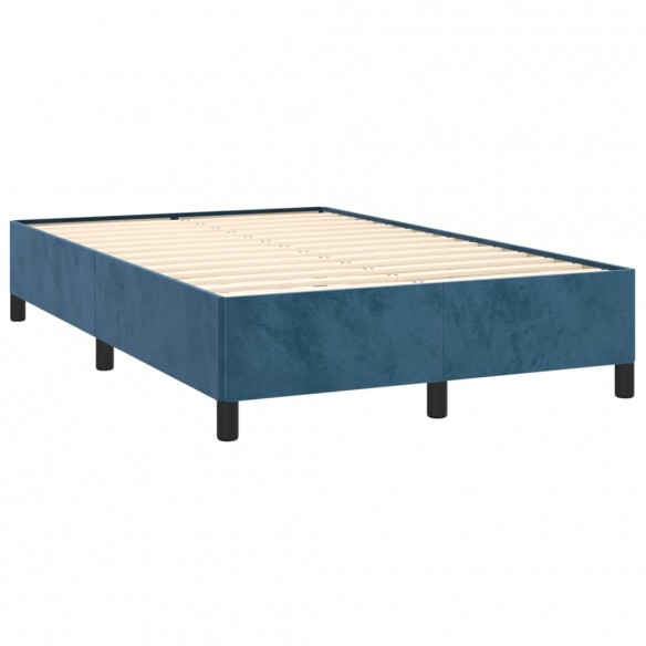 Cadre de lit et matelas bleu foncé 120x190cm velours