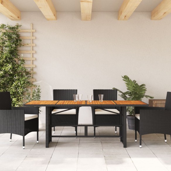 Table de jardin avec dessus en bois d'acacia noir 190x80x74 cm