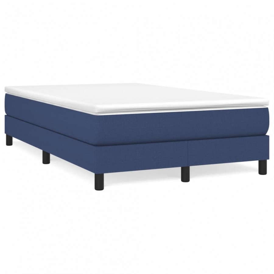 Cadre de lit avec matelas bleu 120x190 cm tissu