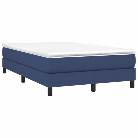 Cadre de lit avec matelas bleu 120x190 cm tissu