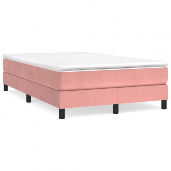 Cadre de lit avec matelas rose 120x190 cm velours