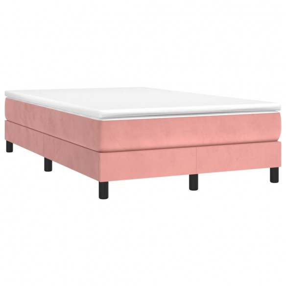 Cadre de lit avec matelas rose 120x190 cm velours