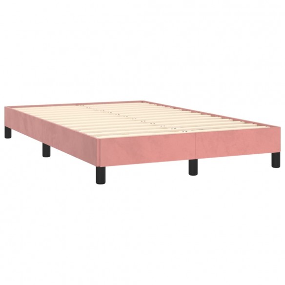 Cadre de lit avec matelas rose 120x190 cm velours