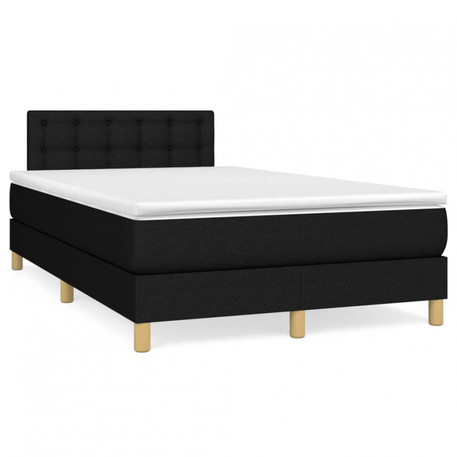 Cadre de lit matelas et LED noir 120x190 cm tissu