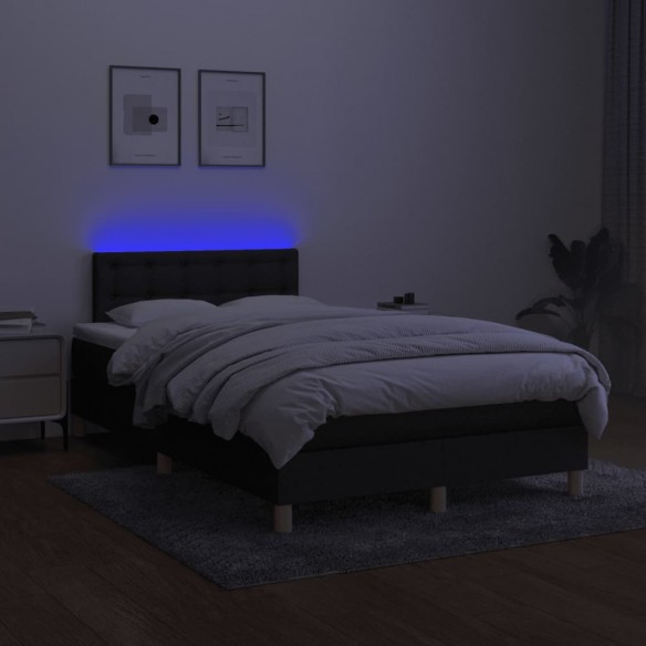 Cadre de lit matelas et LED noir 120x190 cm tissu