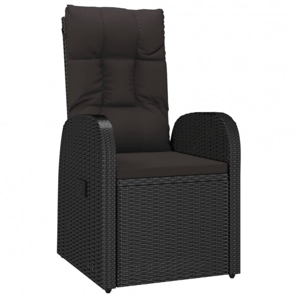 Chaises de jardin inclinables coussins 2pcs Noir Résine tressée