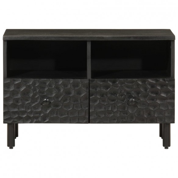 Meuble TV noir 70x33x46 cm bois massif de manguier