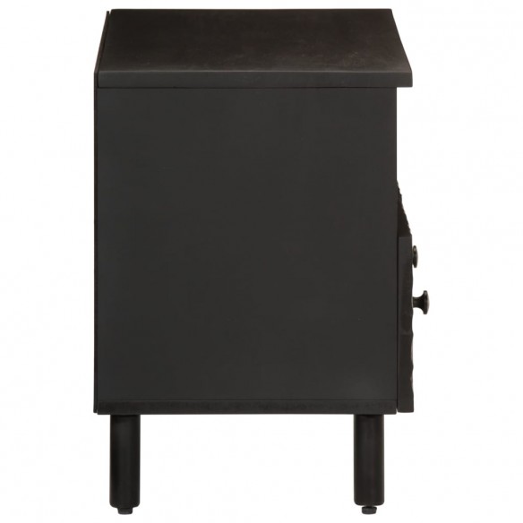 Meuble TV noir 70x33x46 cm bois massif de manguier