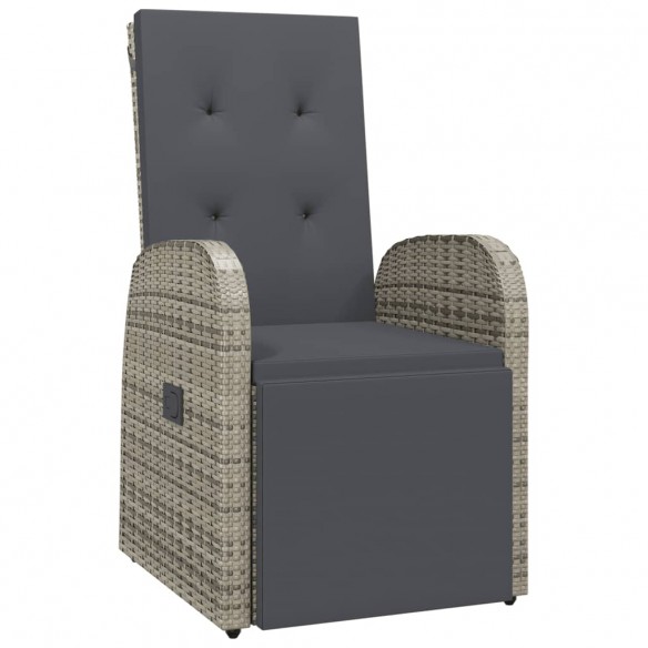 Chaise inclinable de jardin avec coussins gris résine tressée