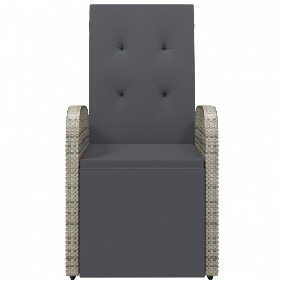 Chaise inclinable de jardin avec coussins gris résine tressée