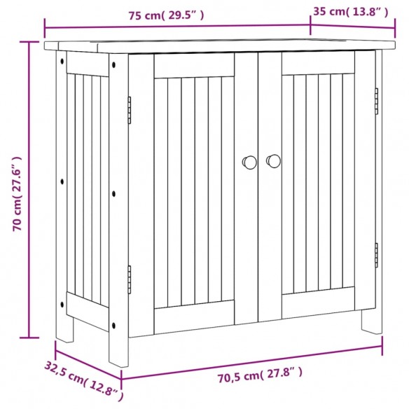 Armoire de jardin 75x35x70 cm bois massif d'acacia