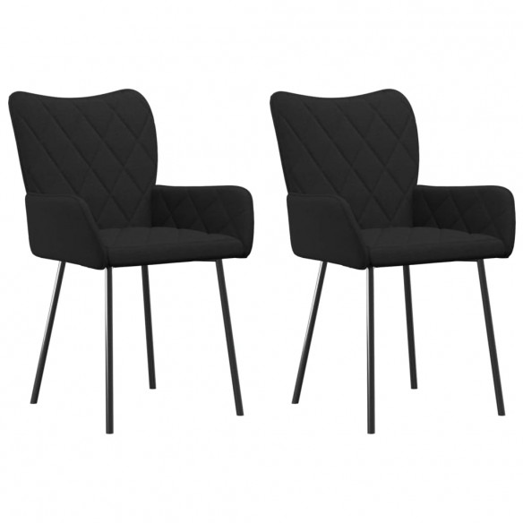 Chaises à manger lot de 2 noir tissu