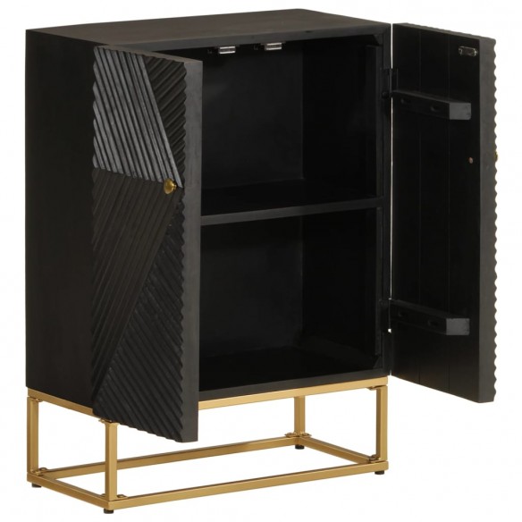 Buffet noir 55x30x76 cm bois massif de manguier et fer