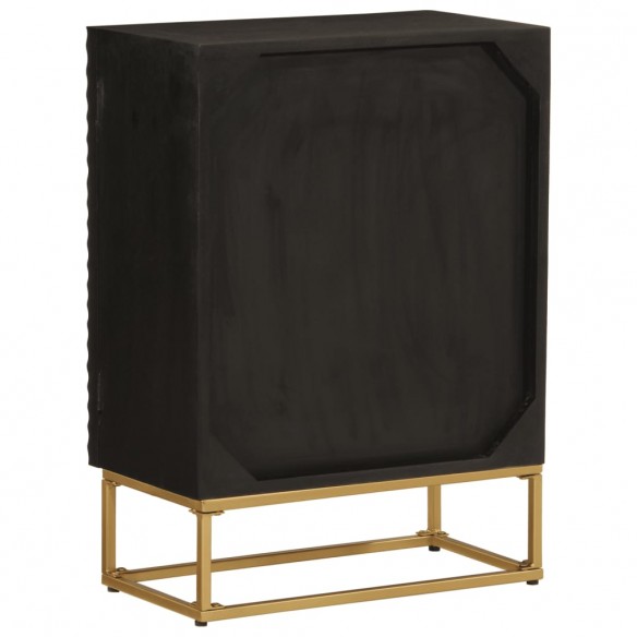 Buffet noir 55x30x76 cm bois massif de manguier et fer