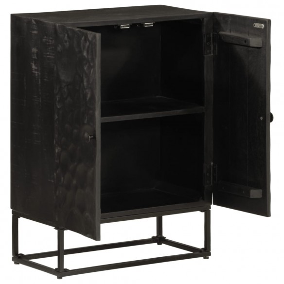 Buffet noir 55x30x76 cm bois massif de manguier et fer