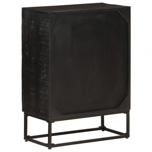 Buffet noir 55x30x76 cm bois massif de manguier et fer