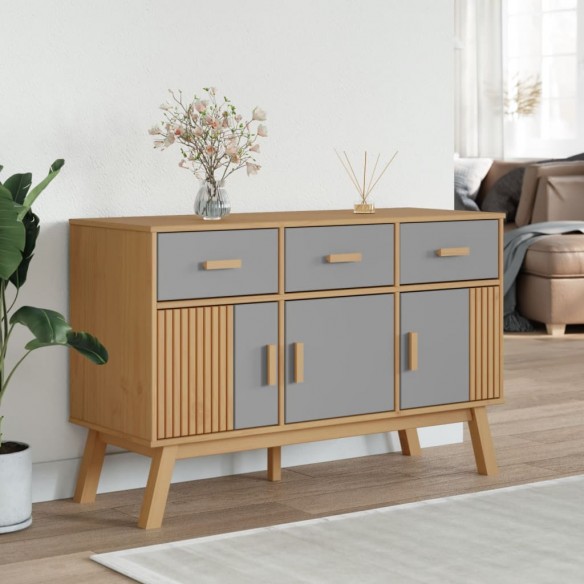 Buffet OLDEN gris et marron 114x43x73,5 cm bois massif de pin