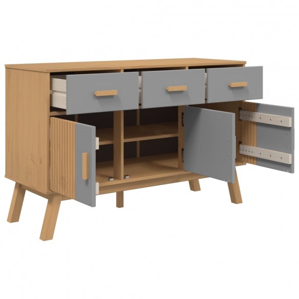 Buffet OLDEN gris et marron 114x43x73,5 cm bois massif de pin