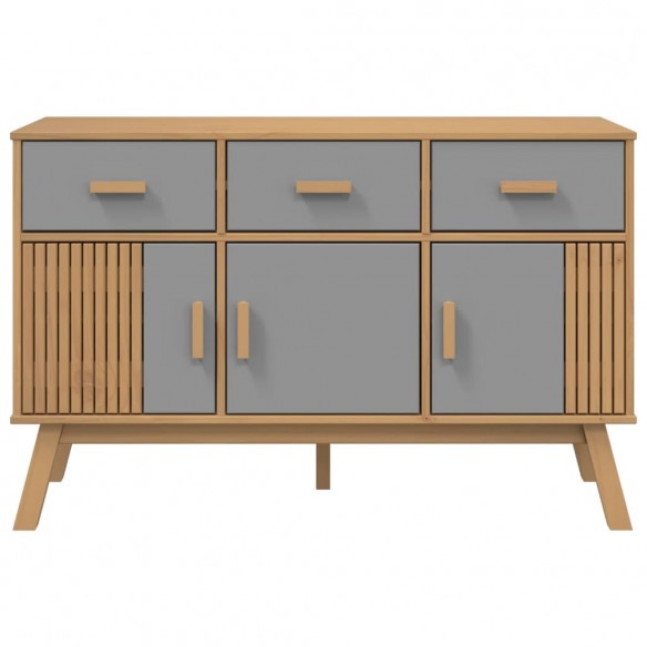 Buffet OLDEN gris et marron 114x43x73,5 cm bois massif de pin