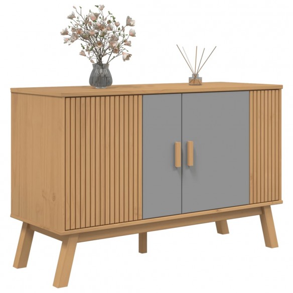 Buffet OLDEN gris et marron 114x43x73,5 cm bois massif de pin