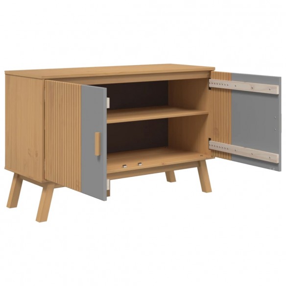 Buffet OLDEN gris et marron 114x43x73,5 cm bois massif de pin