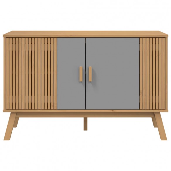 Buffet OLDEN gris et marron 114x43x73,5 cm bois massif de pin