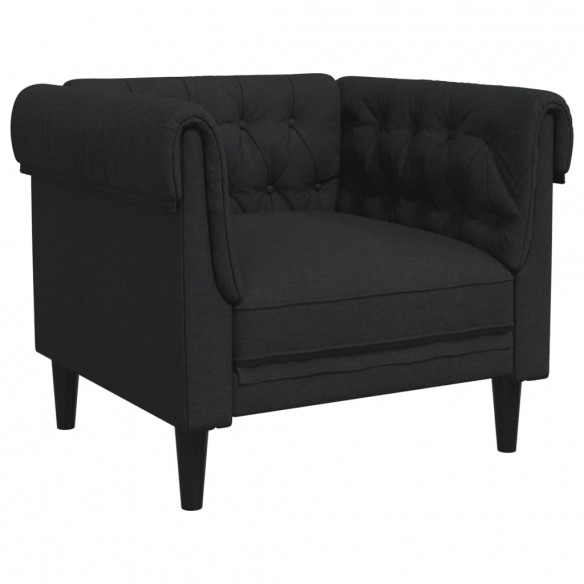 Fauteuil Chesterfield noir tissu