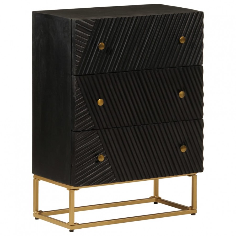 Commode noir 55x30x76 cm bois massif...