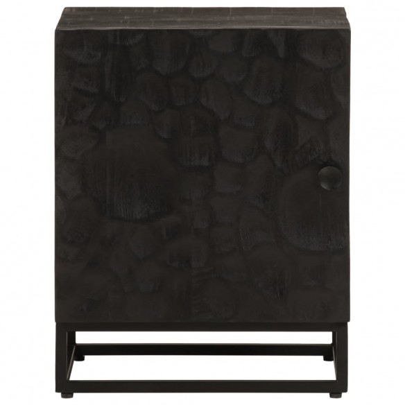 Table de chevet noir 40x30x50 cm bois massif manguier et fer