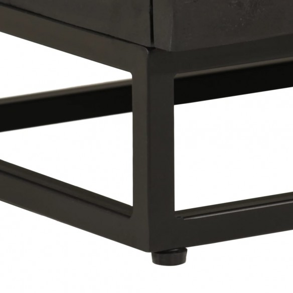 Table de chevet noir 40x30x50 cm bois massif manguier et fer