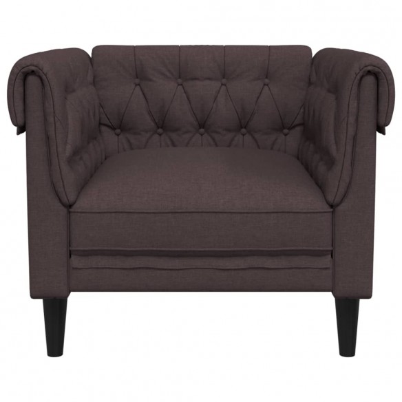 Fauteuil Chesterfield marron foncé tissu