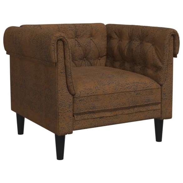 Fauteuil Chesterfield marron tissu