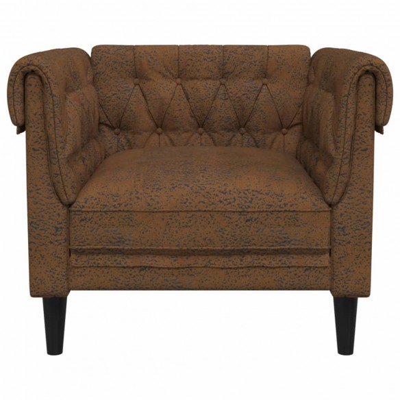 Fauteuil Chesterfield marron tissu