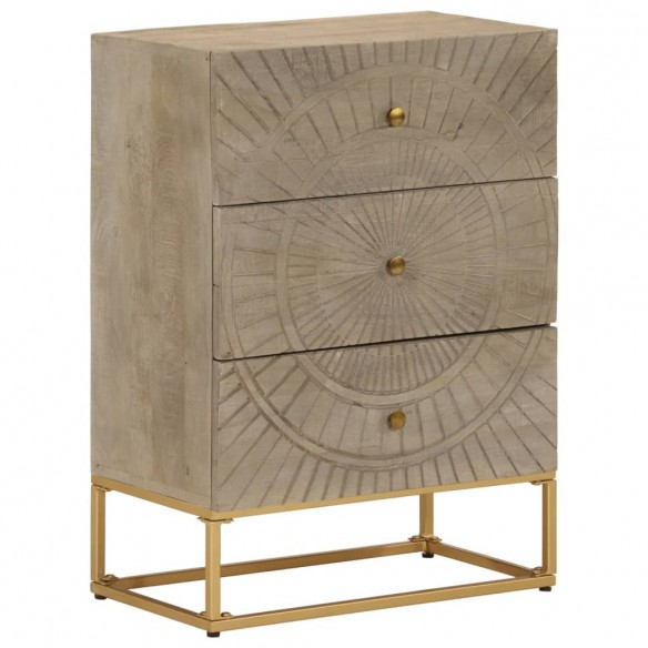 Commode 55x30x76 cm bois massif de manguier et fer