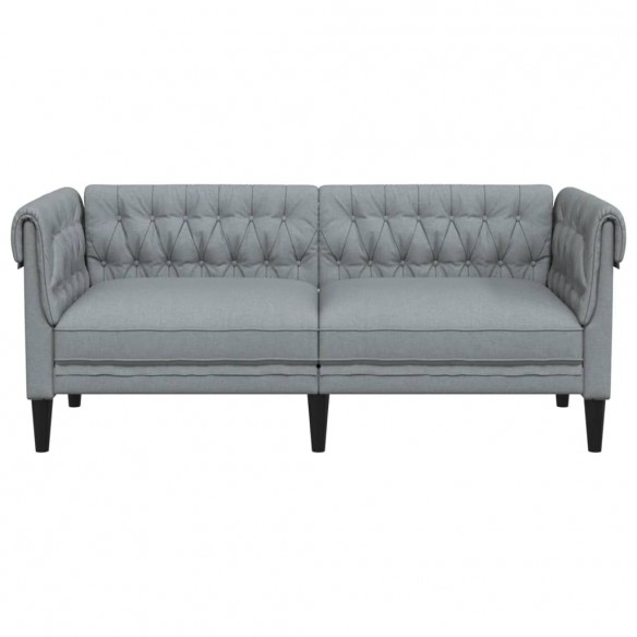 Canapé Chesterfield 2 places gris clair tissu