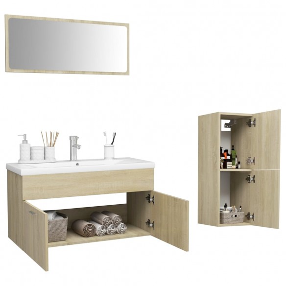 Ensemble de meubles de salle de bain Chêne sonoma Aggloméré