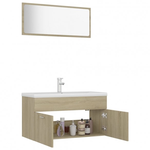 Ensemble de meubles de salle de bain Chêne sonoma Aggloméré